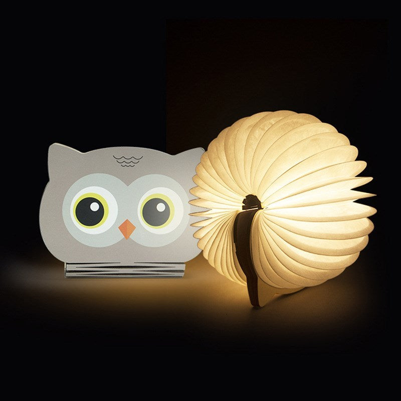 Cartoon-Glow Wooden Flip Lamp